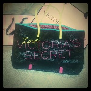 Victoria's secret neon colored tote
