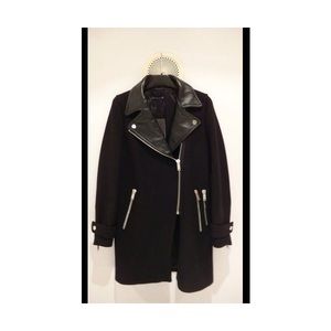 *SOLD* Zara black leather rimmed coat