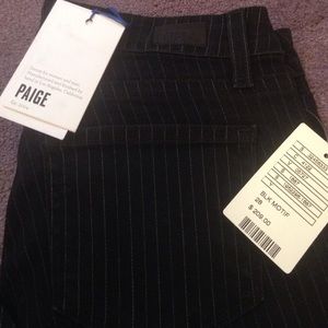 Paige skinny leg pinstripe black denim