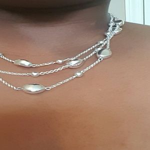 Silver Tone 3 Stran Necklace
