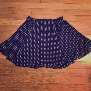 Black BCBG skater skirt with while polka dots, NWT