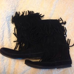 Black suede boots