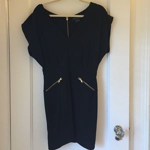 French Connection Black Dress with Gold Zippers