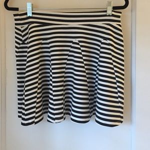 Olivaceous Black and White Striped Skirt
