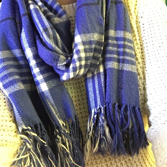 Royal blue, white,and black "Burberry print" scarf