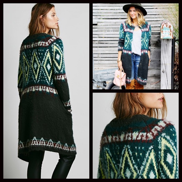 ❌SOLD FREE PEOPLE Fair Isle Cardigan - Picture 3 of 4