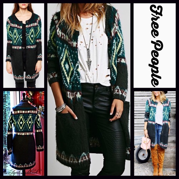 ❌SOLD FREE PEOPLE Fair Isle Cardigan - Picture 4 of 4