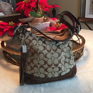 Coach Brown Shoulder Bag w Suede Bottom