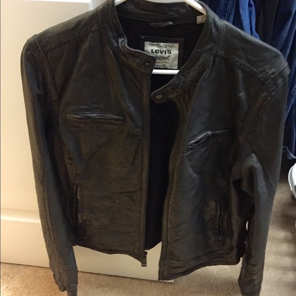 Levi's distressed black leather jacket! NWOT!
