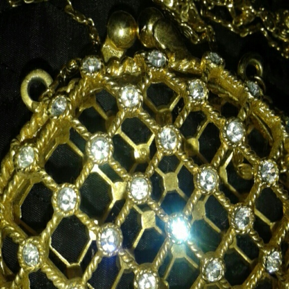 Gold Metallic Rhinestone Evening Bag NWOT - Picture 3 of 4
