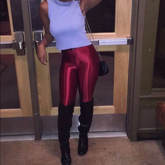 Red high waist disco pants