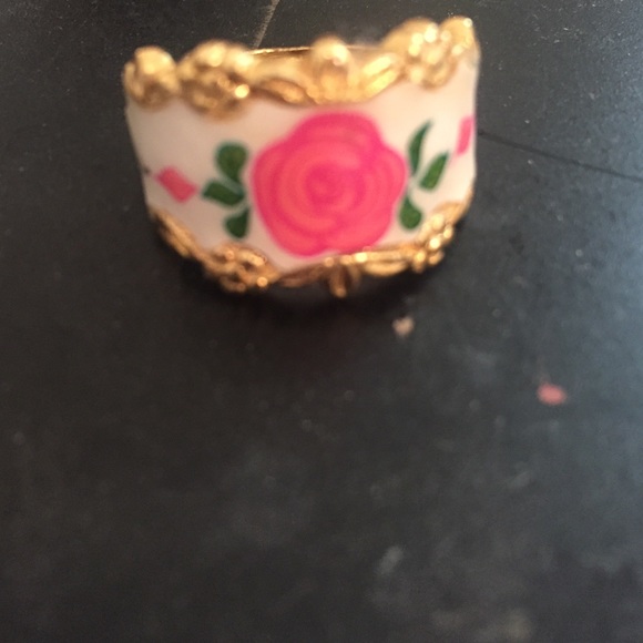 Vintage, hand painted costume ring