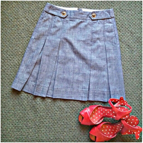 J. Crew Pleated Jean Skirt