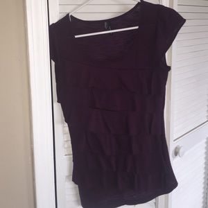 Purple Ruffle Fitted Shirt- Maurice's brand