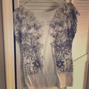 White blouse with silver flowers