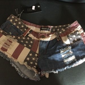 American flag denim shorts