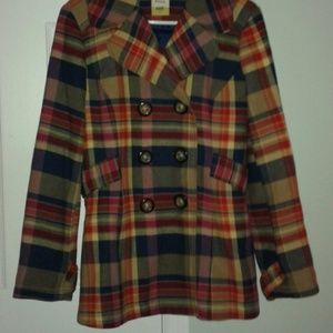 Fossil Berkley Plaid Dble Breastfed Peacoat
