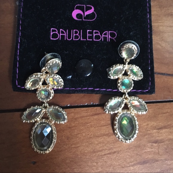 Green toned chandelier earrings
