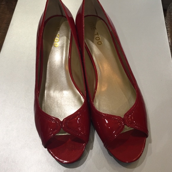 Red patent shoes