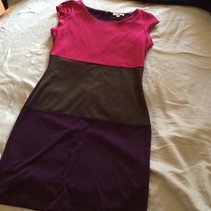 Pink, grey, purple color block short dress
