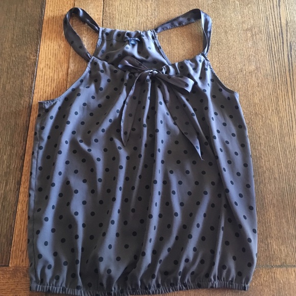 Grey w/ black polka dot top