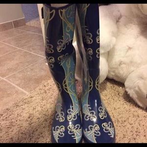 nautical sperry rain boots