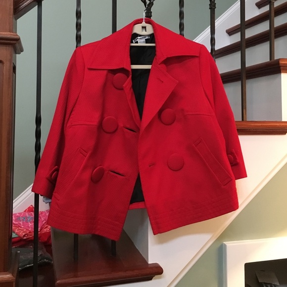 NYcard collection red pea coat size 8