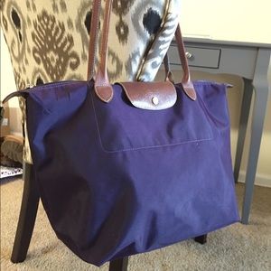 Longchamp Le Pliage Large Shoulder Tote, Bilberry
