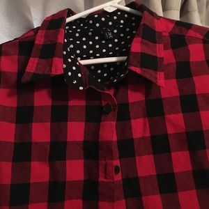 Plaid & polka dot shirt