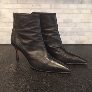 Manolo Blahnik black leather ankle boots