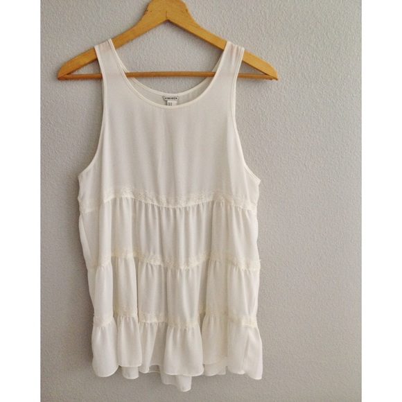 cream lacy tank