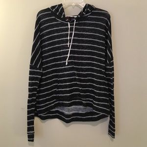 Black & White Thin Striped Hoodie