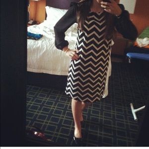 Black and white chevron dress