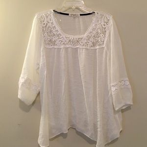 White Blouse with Crochet Detailing