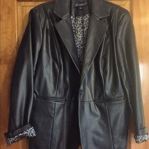 Navy Blue "leather like" blazer