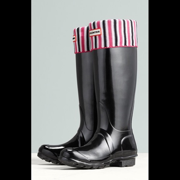 hunter original gloss tall boots, black, size 9f