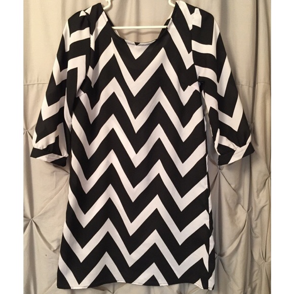 Chevron shift dress with cutouts