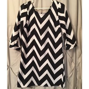 Chevron shift dress with cutouts