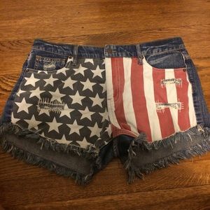 American Flag High Waist Shorts