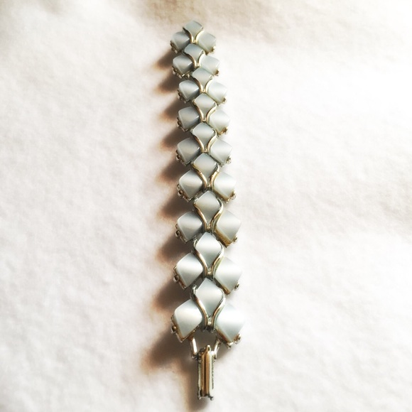 Vintage lucite moonglow pale blue bracelet