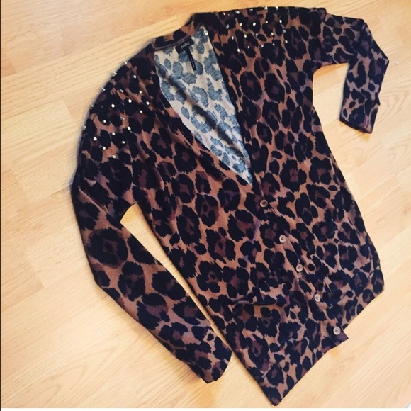 Nollie Cheetah print & Studded Cardigan