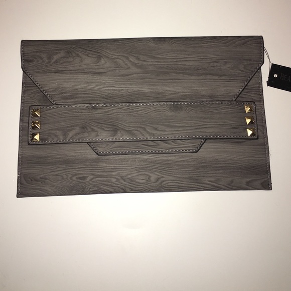 Black & Grey Wood Grain Envelope Clutch - Picture 2 of 4