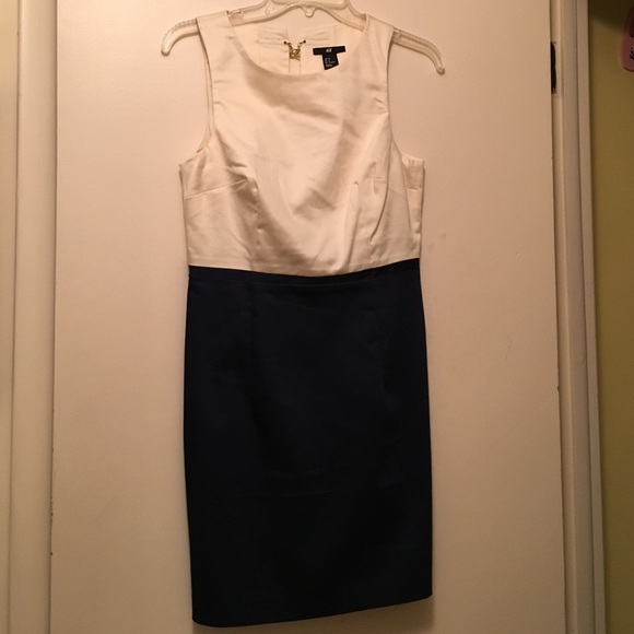 Navy and white open back dress!