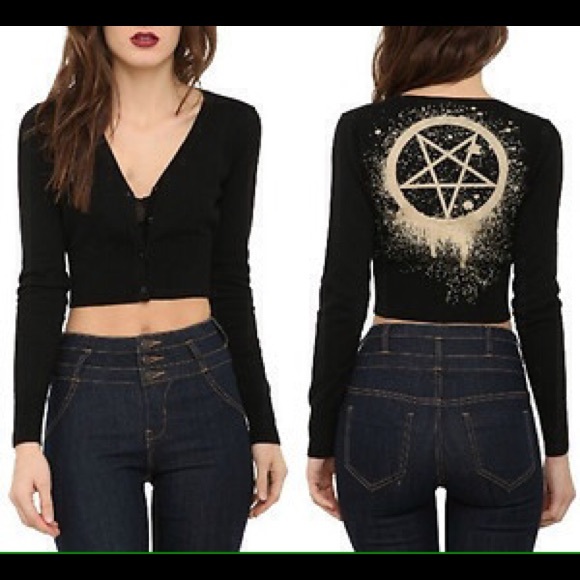Too Fast Sweaters - Too Fast Pentagram Malice Cropped Cardigan