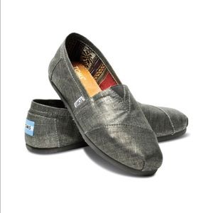 NIB Toms Black Metallic Linen Classic size 10