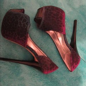 platform giraffe print heels