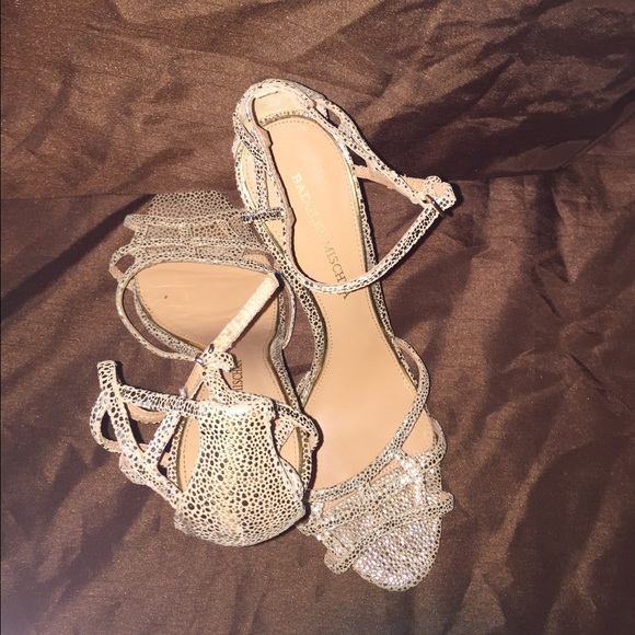 Badgley Mischka Gold Snake Sandals - Picture 2 of 3