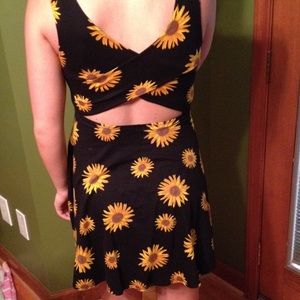 Sunflower dress with peekaboo cutouts in the back