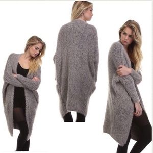 Tea n Cup Rose Faux Fur Pocket Sweater Coat