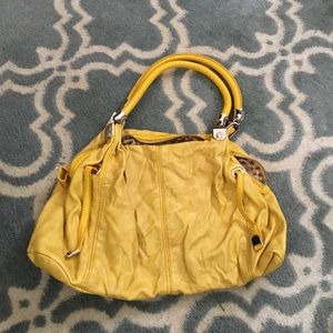 Jessica Simpson yellow shoulder strap purse